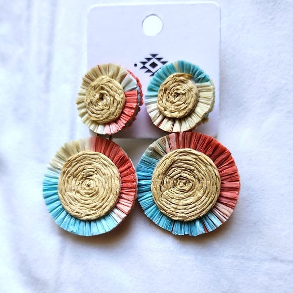 no brand Jewelry - Colorful RaffiaWoven Earrings